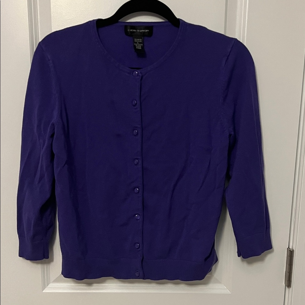 Purple 3/4 length sleeve Cardigan